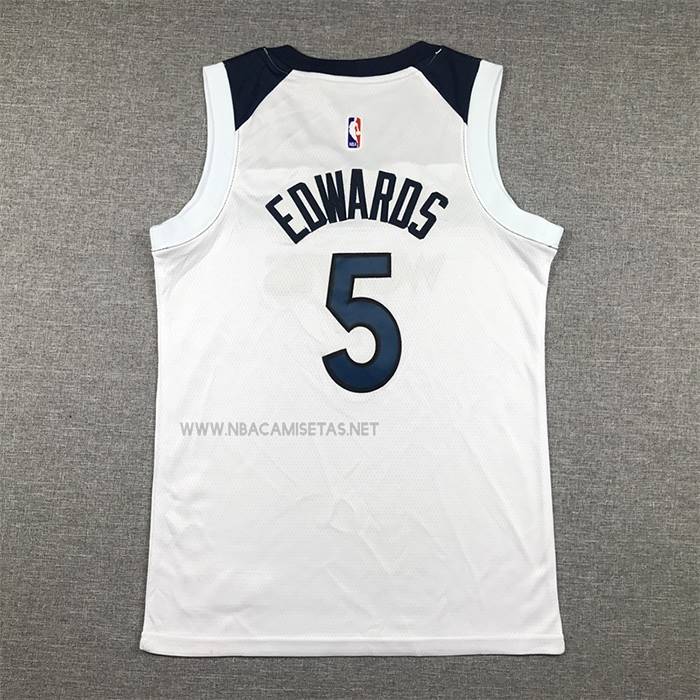 Camiseta Nino Minnesota Timberwolves Anthony Edwards NO 5 Association 2022-23 Blanco